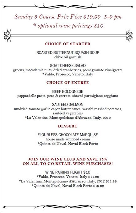 3rd Corner Prix Fixe Menu