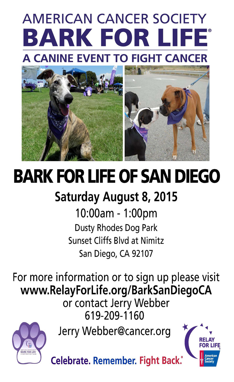 American Cancer Society Bark for Life of San Diego, Saturday, August 8, 2015