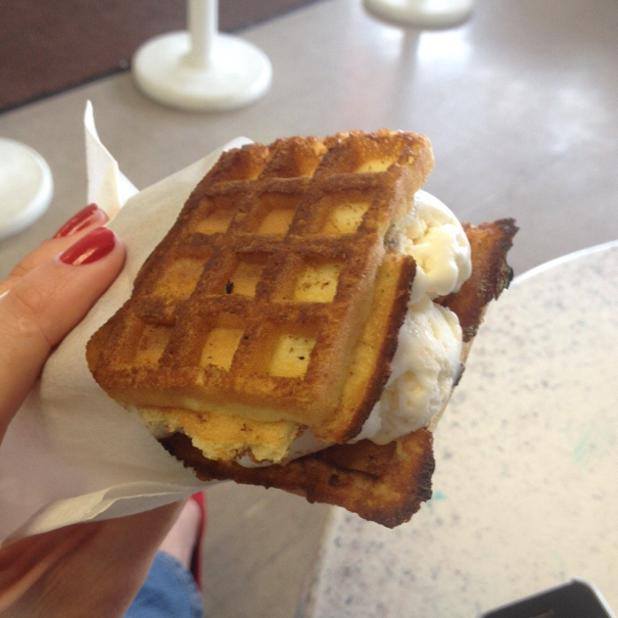 Lighthouse Ice Cream's delicious waffle ice cream sandwich