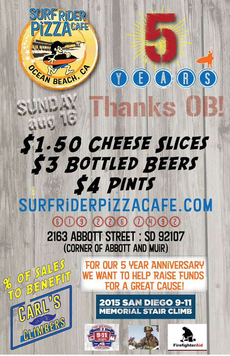 Surf Rider Pizza Cafe 5-Year Anniversary Fundraiser