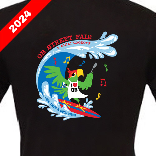 Ocean Beach Product: OB Street Fair and Chili Cook-Off T-Shirt 2024