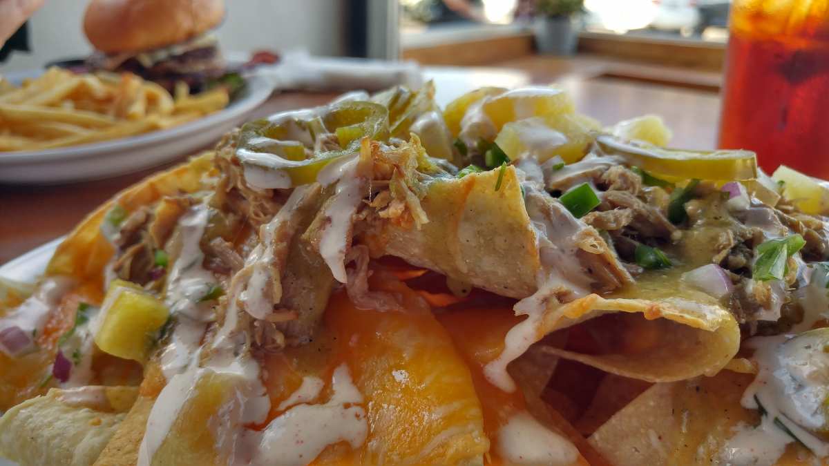 OB Brewery Pulled Pork Nachos