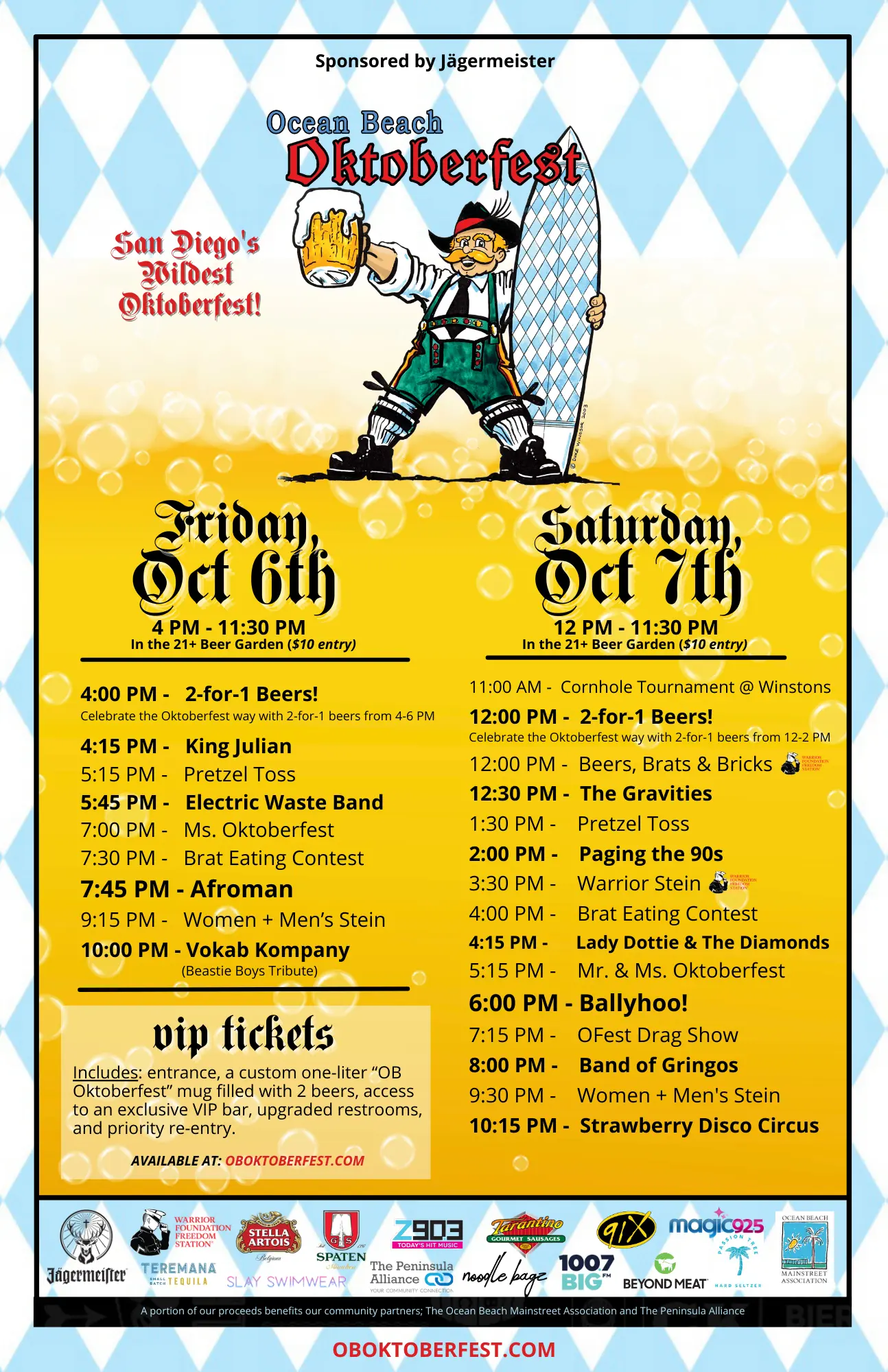 Ocean Beach Oktoberfest Band Line-Up 2023