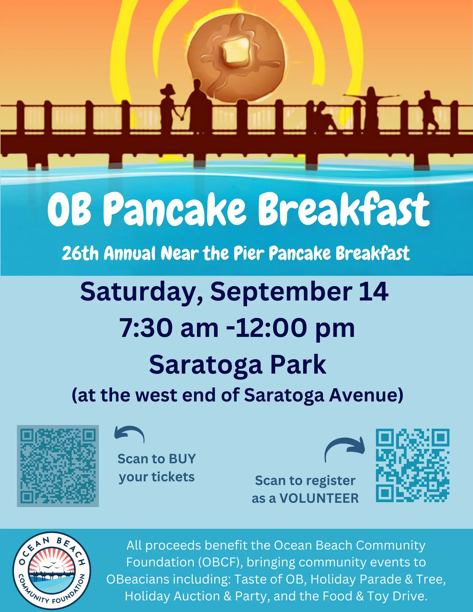 Ocean Beach Near the Pier Pancake Breakfast 2024 Flyer