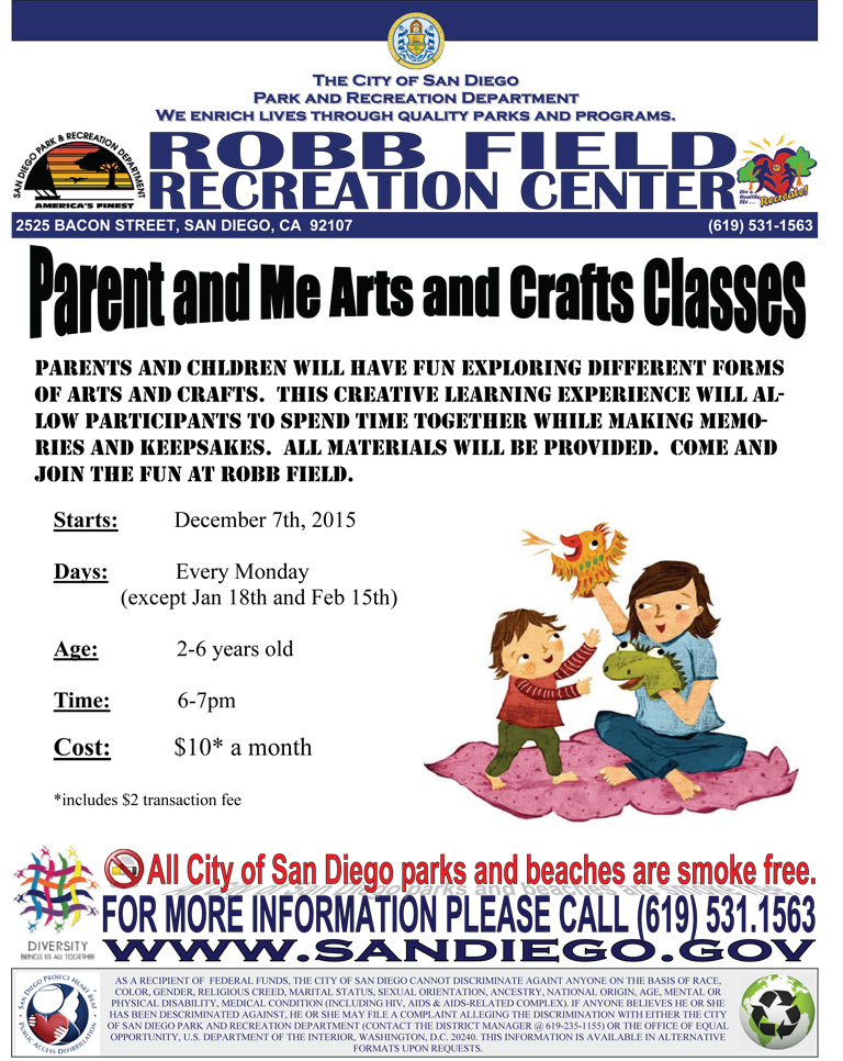 Parent and Me Arts and Crafts Classes at Robb Field Recreation Center