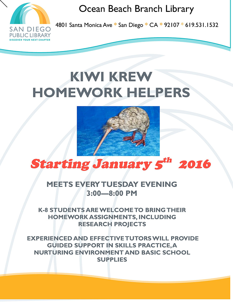 Kiwi Krew Homework Helpers at OB Library