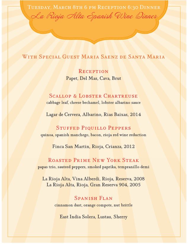 La Rioja Alta Spanish Wine Dinner at 3rd Corner