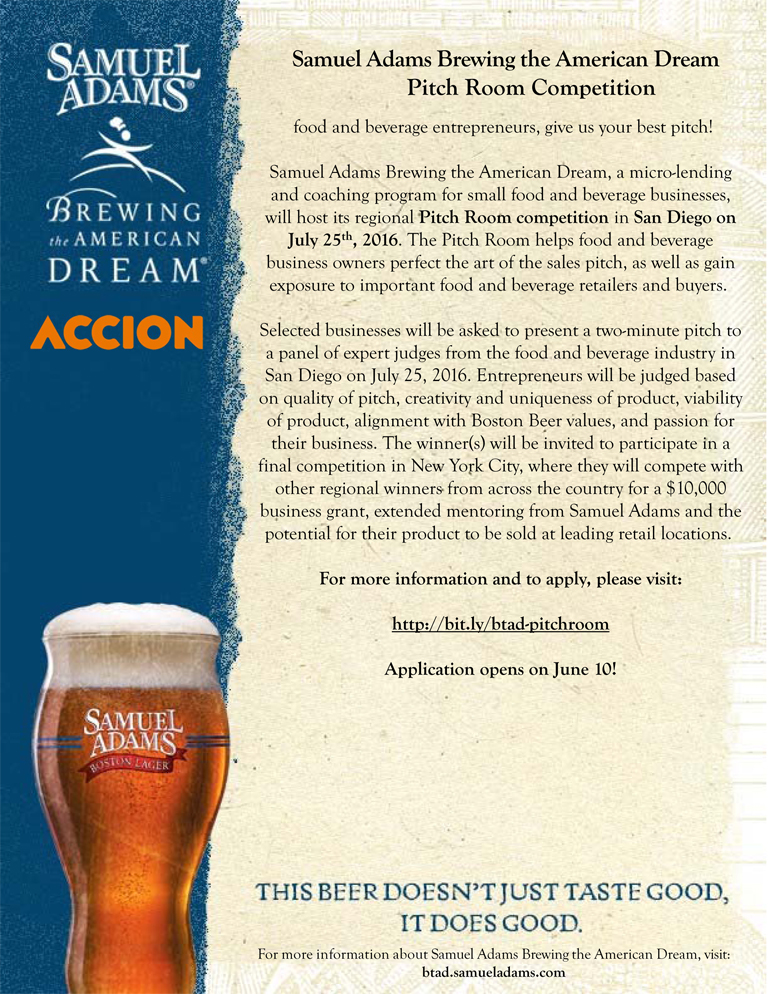 Samuel Adams Brewing American Dream Pitch Room Competiton