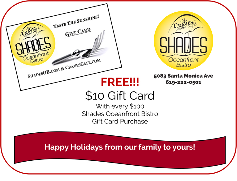 Gift Card Promotion at Shades