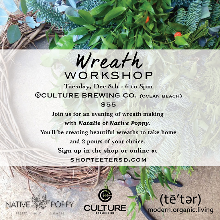 Wreath Workshop at Culture Brewing Co with Teeter