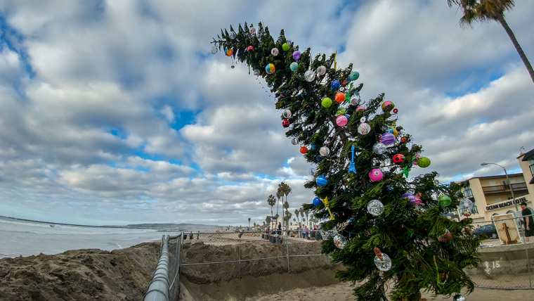 Ocean Beach Christmas Tree and Ocean Beach Hotel (2018)