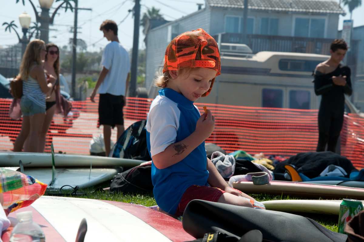 Surfer at Ocean Beach Grom Fest in San Diego California