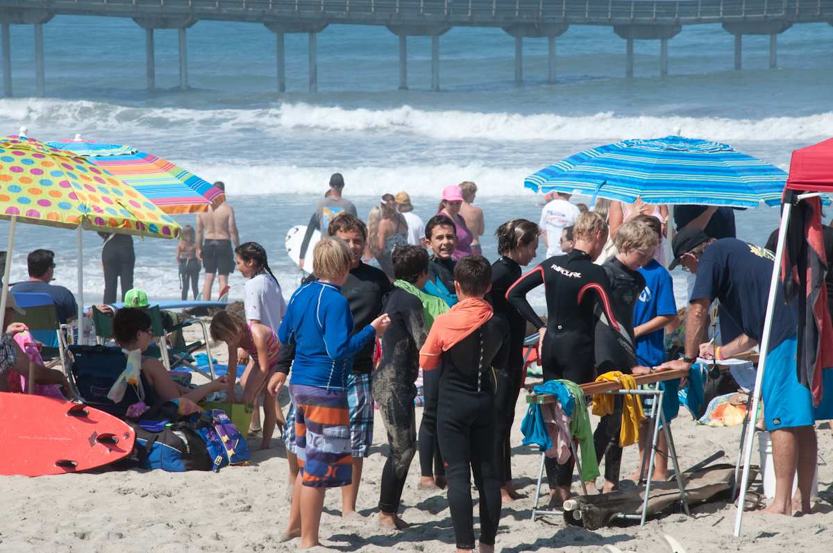 Surfer at Ocean Beach Grom Fest in San Diego California