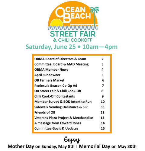Ocean Beach MainStreet Association Newsletter May Newsletter 