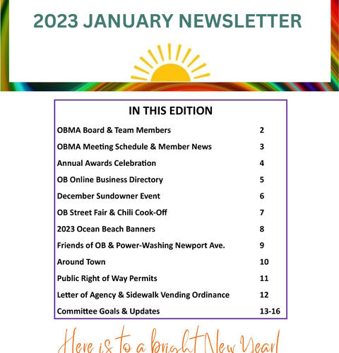 Ocean Beach MainStreet Association Newsletter january 2023