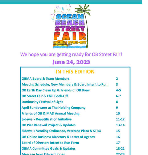 Ocean Beach MainStreet Association Newsletter May 2023